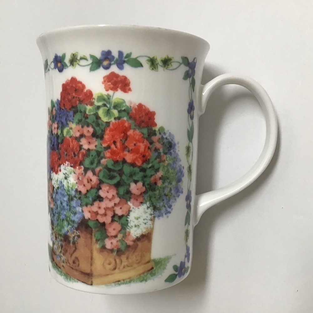 Queen's Fine Bone China Tea Cup Geranium Recipe Gardening Coffee Mug Kathy Brown - Picture 6 of 16